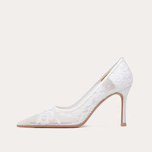 Tacchi Alti Sottili di Lusso per Spose <span class=keywords><strong>e</strong></span> Matrimoni, <span class=keywords><strong>Scarpe</strong></span> da Sposa <span class=keywords><strong>Bianche</strong></span> in Pizzo, Calzature di Lusso da Donna di Alta Qualità - Product Image 2