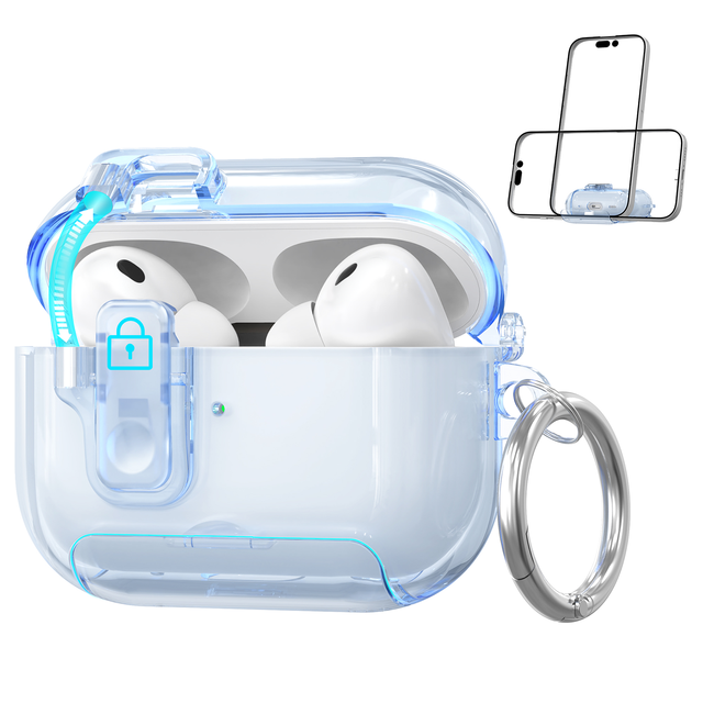 Protective TPU Case Compatible with AirPods Pro 3 Thickness Secure Lock Clip Glue Sticker LED Visible Design [No Headphones]