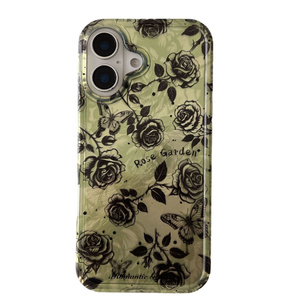 2025 Phong Cách Tối Phong Cách Rose Flower Điện Thoại Mềm Trường Hợp Đối Với iPhone 16 15 14 13 12 Pro Max Hoa Tin Lá Mô Hình Chống Sốc Bìa - Product Image 6