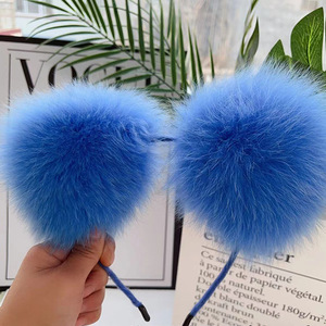 真正的狐狸毛皮毛茸茸的猫耳朵头带狐狸耳朵现实毛绒动物耳朵头饰哥特配饰角色扮演庆祝活动 - Product Image 1