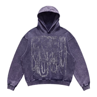 Pull surdimensionné pour homme, personnalisé, hiver, délavé à l'acide, vintage, imprimé chaîne gothique, streetwear, épaules tombantes, délavé à la pierre, style grunge