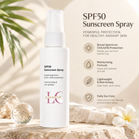 Spray solaire minéral végétalien Lance OEM/ODM à marque privée SPF50, protection solaire à large spectre, résistant à l'eau pour peaux grasses