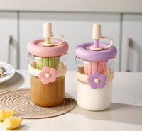 Gobelet en verre avec paille, motif floral mignon, esthétique élevée, durable, moderne, cadeau personnalisé pour tous