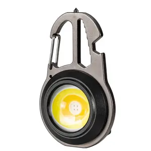 Mini lanterna magnética recarregável, chaveiro à prova d'água com ferramenta abridor de garrafa para cerveja