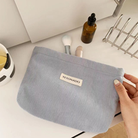 Grande trousse de toilette en velours côtelé, écologique, résistante à l'eau, avec fermeture éclair, portable, couleur unie, pour voyage