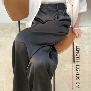 <span class=keywords><strong>2022</strong></span> été automne soie Satin femmes pantalons ample <span class=keywords><strong>classique</strong></span> noir droit taille haute décontracté coréen jambe large <span class=keywords><strong>pantalon</strong></span> pour les femmes - Product Image 5