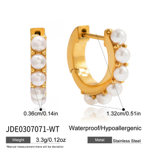 <span class=keywords><strong>Orecchini</strong></span> a Cerchio J&D Impermeabili in Acciaio Inossidabile Anti-Appannamento con Turchese Liscio e Perla Bianca per Uso Quotidiano - Product Image 3