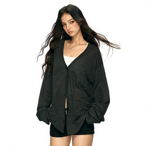 Aaisup <span class=keywords><strong>Cardigan</strong></span> décontracté en maille à col en V <span class=keywords><strong>gris</strong></span> style américain pour <span class=keywords><strong>femme</strong></span>, printemps automne, coupe décontractée, protection solaire, manches longues fines, couleur unie - Product Image 1