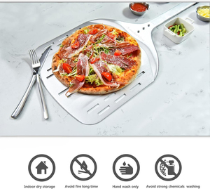 Spatule à pizza en aluminium perforé de qualité supérieure, 12 pouces, écologique, pelle à pizza, pelle à four, pour four, grill et barbecue - Product Image 5