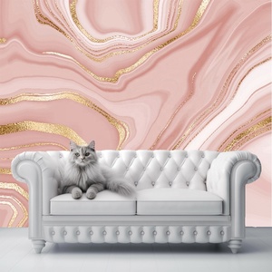 Ánh sáng màu hồng hình nền đá cẩm thạch lỏng thiết kế trừu tượng bức tranh nền với Vàng giật gân kết cấu tường bức tranh tường - Product Image 2