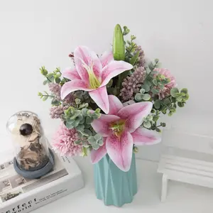 T073 Wedding Centerpiece Flower Artificial Wrist Corsage Holding Flower Bouquet Lily Flower Bulk Popular Gift For Decoration