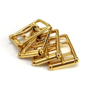 Carosung Wholesale Custom 1 Inch Stainless Steel Gold Cinch Buckle Double Bar Horse Girth Belt Roller Pin Buckle Halter Hardware
