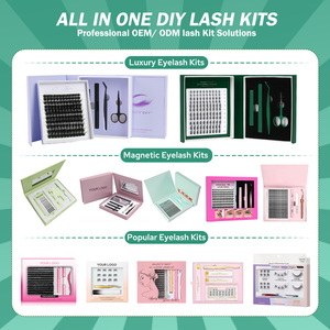 Precio de fábrica: Kit de extensiones de pestañas magnéticas DIY hechas a <span class=keywords><strong>mano</strong></span> con segmentos en racimo, caja magnética, adhesivo y sellador. - Product Image 2