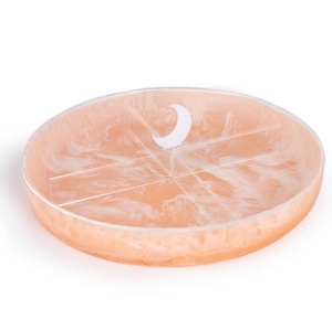 Handmade Emerald nhựa màu xanh lá cây tròn gọng phục vụ khay phân hủy sinh học với màu sắc độc đáo Swirl mô hình cho khay ramadan - Product Image 3