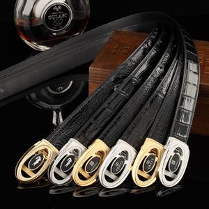 Cinturón Formal de Lujo para Hombre, de Piel de Cocodrilo, con Hebilla de Acero de Cierre Automático, Duradero, Múltiples Opciones de Hebilla - Product Image 1