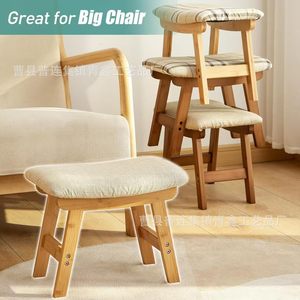 Stackable Solid <b>Wood</b> <b>Stool</b> With Fabric Cushion For Living Room Home Furniture Scandinavian Design Modern Style - Product Image 3