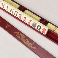 Supports à tuiles de mahjong américains en bois de 18 pouces avec motif double dragon |   Série de supports en bois pour 4 joueurs
