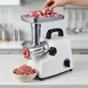 Hachoir à viande professionnel en fonte de qualité supérieure, moteur entièrement en cuivre, 2 vitesses, système anti-colmatage avec marche arrière # Hachoir à viande commercial de qualité supérieure pour la maison (8 pièces) - Product Image 4