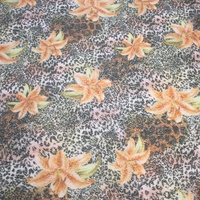 Tissu en Organza Chiffon 100% Polyester Tricoté Scintillant Brodé de Fleurs de Lys Léopard Vintage pour Robes et Accessoires de Soirée Formelle