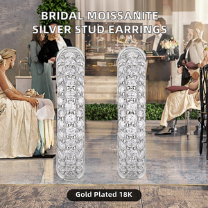 Wholesale 18K Gold Plated 925 Sterling Silver VVS Moissanite <b>Halo</b> Stud <b>Earrings</b> Classic Fine Bridal Wedding Jewelry Elegant Gift - Product Image 2