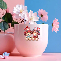 Autocollant personnalisé pour tasse avec impression photo de dessin animé UV, auto-adhésif, facile à décoller, lavable, impression sérigraphique