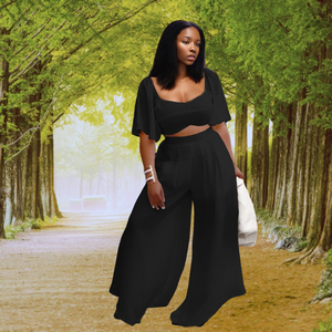 Loose Wide Leg Plus Size Two Piece Pants <b>Set</b> Women Fashion - Product Image 2