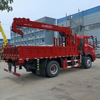Grue montée sur camion à flèche droite 4x2 de 8 tonnes à 5 sections, grue de camion Euro 6, 16000 kg de charge utile, grue de levage de marchandises pour la construction