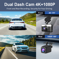 Caméra de tableau de bord 4K avant et arrière avec contrôle de l'application WIFI Enregistreur de voiture à 170 angles Boîte noire étanche pour voiture Bmw DVR ZD51A + HW