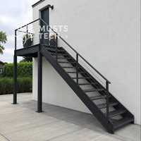 Fabrication d'escaliers extérieurs en acier modernes pour propriétés, fournisseur professionnel pour projets