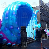 Cabine de DJ gonflable en forme de pieuvre avec souffleur, grande scène musicale, toile de fond, casque, tente dôme pour événement/scène, décoration géante