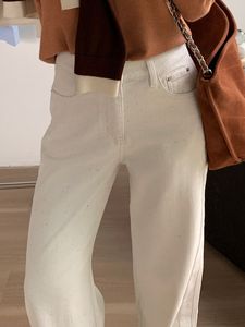 YUANBOFEI Jeans Baggy a Zampa d'Elefante da Donna a Vita Alta, Micro Bootcut, in Denim Bianco Lavato, <span class=keywords><strong>Pantaloni</strong></span> Casual in Cotone Denim alla Moda - Product Image 4