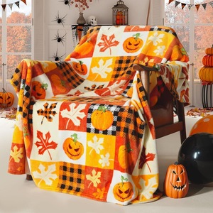 <b>Halloween</b> Pumpkin Flannel <b>Blanket</b> Throw <b>Blanket</b> Nap <b>Blanket</b> Spooky <b>Halloween</b> Decor Skin Friendly Reversible for Winter Warmth - Product Image 5