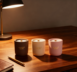 Barattolo per Candele in Ceramica C&H |   Contenitore per Candela Profumata Opaco Multicolore con Design Tipografico - Product Image 5