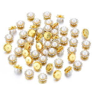 Offerta Speciale OEM Strass a doppio e triplo strato con base a griffe, effetto girasole, <span class=keywords><strong>perla</strong></span> bianca e diamante, per scarpe e <span class=keywords><strong>abbigliamento</strong></span> fai da te - Product Image 2