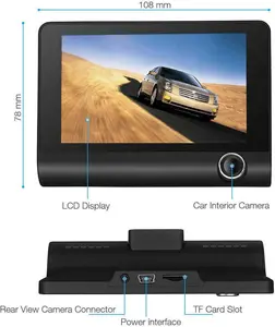 Dash Cam Loop Aufnahme, HDR, Park monitor, Bewegungs erkennung 4,0 Zoll Auto Dvr Fhd 1080p Video recorder Drei Objektive schwarz CR21