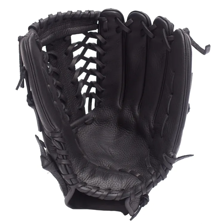 Vente À Faible coût Professionnel Gants De Baseball Champ Extérieur En Cuir Noir Gants