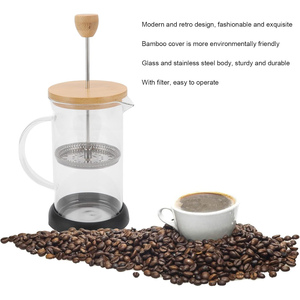350ml/600ml 800ml/1000ml Manual French Press Coffee <b>Maker</b> With Bamboo Lid and 304 SS Filter Glass Coffee Brewer - Product Image 2