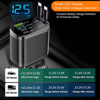 Pengisi Daya Mobil USB Retractable Pengisian Cepat 5 in 1 Adapter Portabel Tipe C Pd 20w Pengisi Daya Mobil 4 in 1 Dengan Kabel