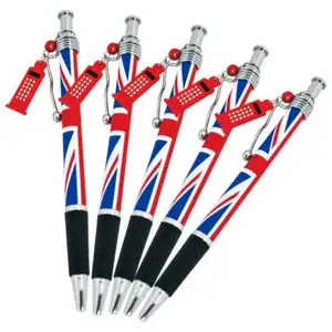 London Souvenir Big Ben Elizabeth Tower British Flag Souvenir charm Pen Pendant with custom design printing logo ballpoint pen