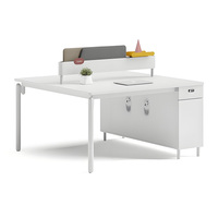 Poste de travail de bureau individuel moderne en bois avec cloison de séparation pour employés, ensemble de mobilier de bureau blanc