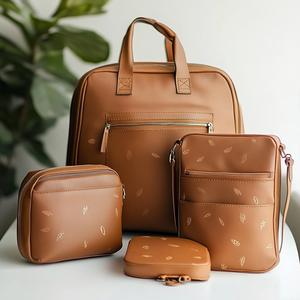 Bolsa de pañales de maternidad al aire libre de viaje personalizada de lujo momia de cuero vegano <span class=keywords><strong>3</strong></span> <span class=keywords><strong>en</strong></span> <span class=keywords><strong>1</strong></span> Conjunto de pañales para bebé <span class=keywords><strong>mochila</strong></span> con cambiador - Product Image 3