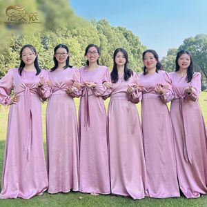 2023 Loriya bidirectionnel élégant Satin <span class=keywords><strong>robe</strong></span> de <span class=keywords><strong>demoiselle</strong></span> <span class=keywords><strong>d</strong></span>'<span class=keywords><strong>honneur</strong></span> gracieuse taille-cintrage cravate doux bel été XS Polyester Abaya <span class=keywords><strong>Hijab</strong></span> - Product Image 1