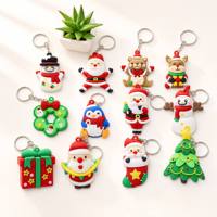 Gantungan Kunci Figur Anime 3D Kristal PVC Natal, Boneka Santa Ringan, Hiasan Tas Ransel, Hadiah Kecil Grosir