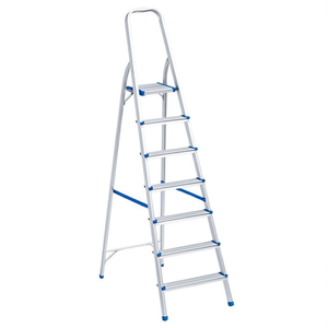 Scala in alluminio a 7 gradini, altezza 159 cm, per uso domestico - Product Image 2