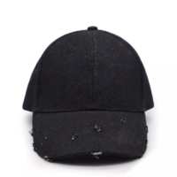 vrouwen op maat geborduurd satijn zijde bekleed noodlijdende zwarte jean denim baseballcap hoed