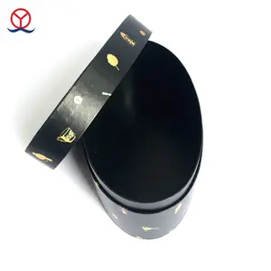 Custom Logo Printed Oval Cosmetic Packaging Box Multi-layer Black Ellipse Box With Bow
