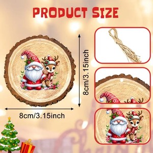 Natale moderno rotondo <span class=keywords><strong>Woodblock</strong></span> nano Set per cortile e festa decorazione in legno ciondolo ornamento - Product Image 5