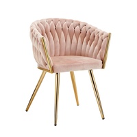 Chaise de salle à manger, de maquillage ou de réunion, style moderne et simple, en velours léger et luxueux, avec rembourrage doux et structure métallique, pour la maison, le café ou les espaces décontractés.