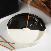 Brûleur d'encens rond en céramique fait main, porte-cônes et porte-bâtonnets d'encens Palo Santo pour la méditation, le yoga et la décoration intérieure