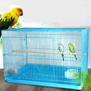 Foldable pet cage iron quadrate classic style with double wood stand medium bird cage